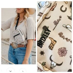 Brixley Yeehaw Crossbody Sling Bag Adjustable Multi Position Strap EUC Western